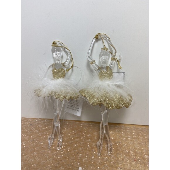 Gisela Graham London Gold and White Ballerina Christmas Ornaments Lot of 2 NWT - Picture 4 of 8